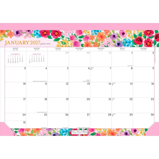 BrownTrout; Bonnie Marcus OFFICIAL | 2027 17 x 12 Inch Monthly Desk Pad Calendar | Sticker Sheet; Category:Desk Calendars; Image:1